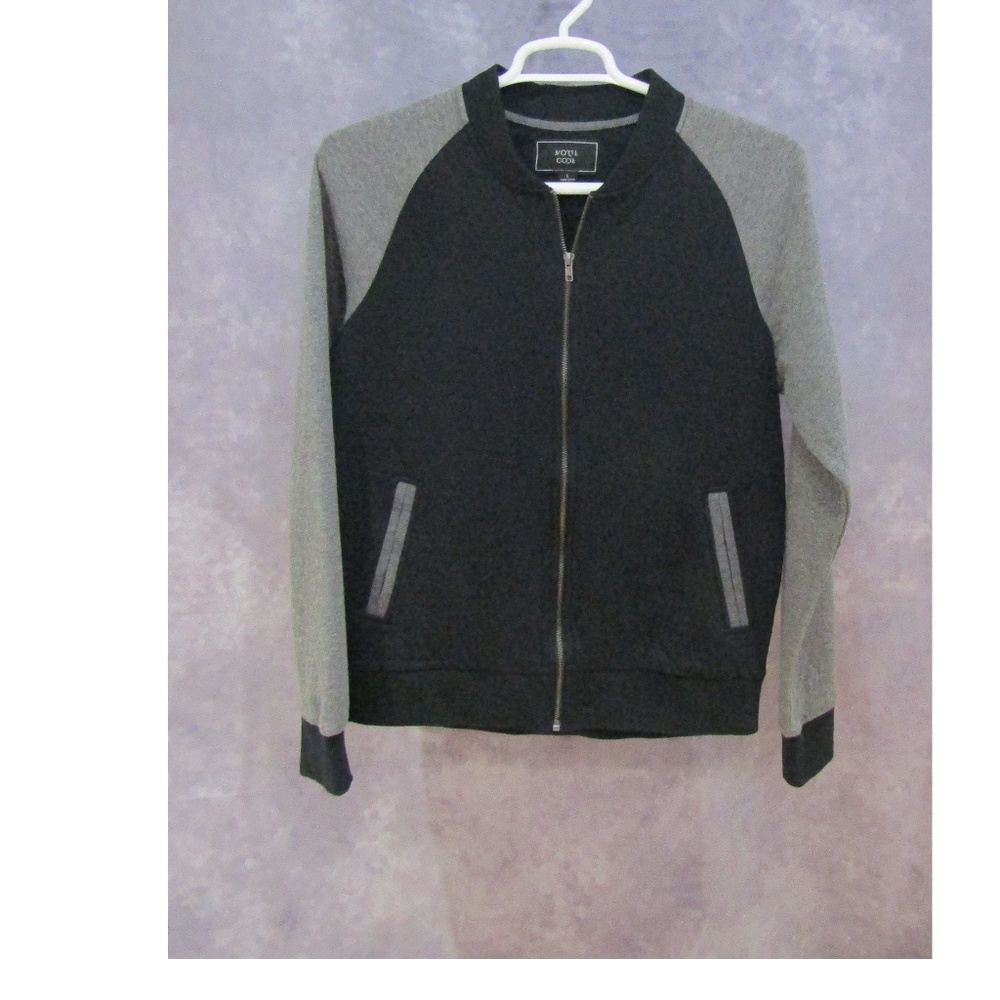 Morse Code Black & Gray Zip Front Jacket Size L